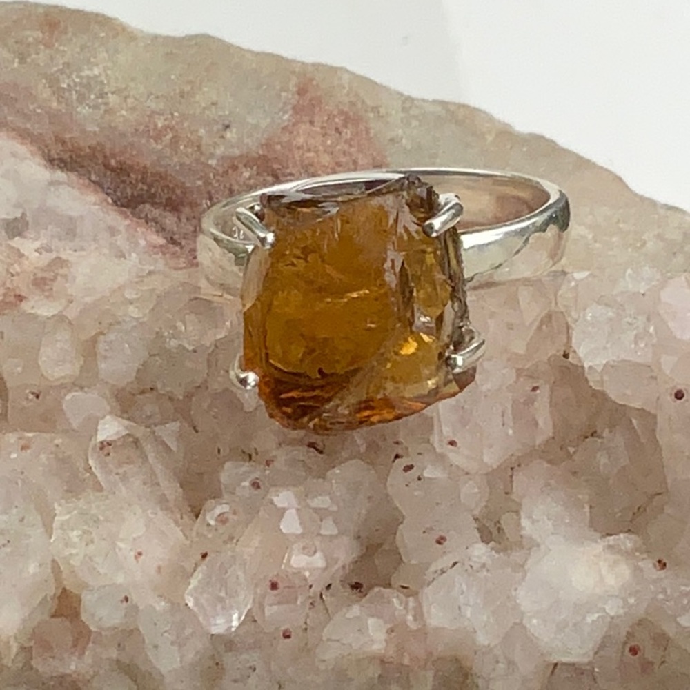 SMOKY QUARTZ 925 STERLING SILVER RING, SIZE 8.75